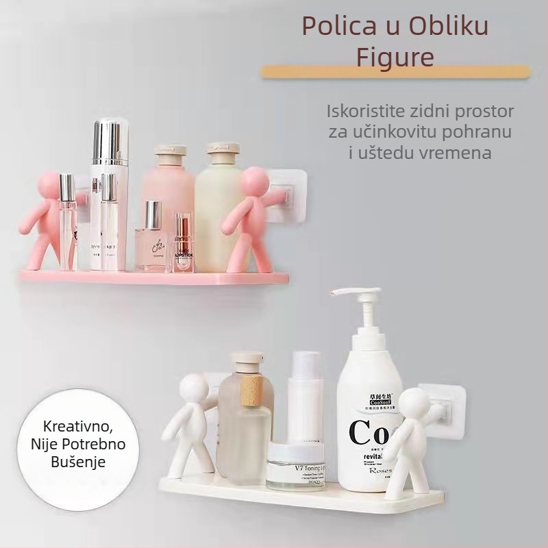 Zidni stalak za odlaganje male osobe, stalak za odlaganje kozmetike za kupaonicu bez bušilica, kuhinjski organizator za staklenke za začine, stalak za odlaganje u kući