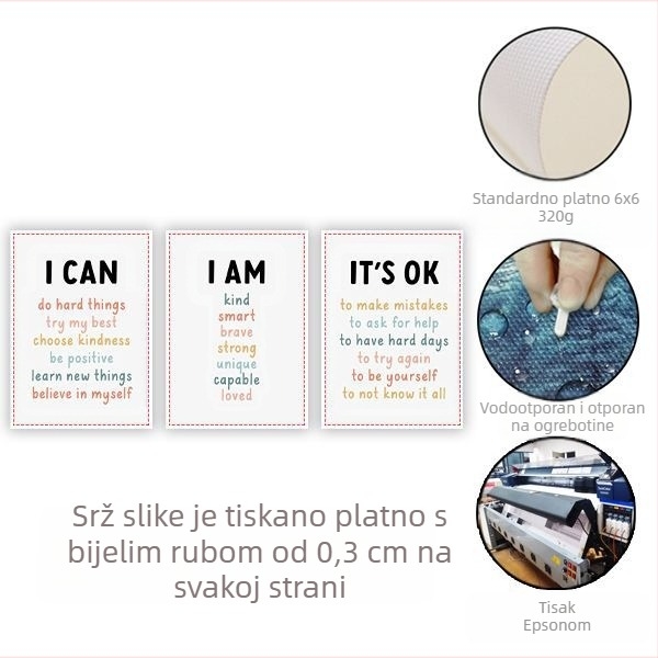 Amazon crtani izrazi za vrtić, viseća slika na platnu, slika bez okvira, trostruki inspirativni citati, dekorativna slika za dječju spavaću sobu