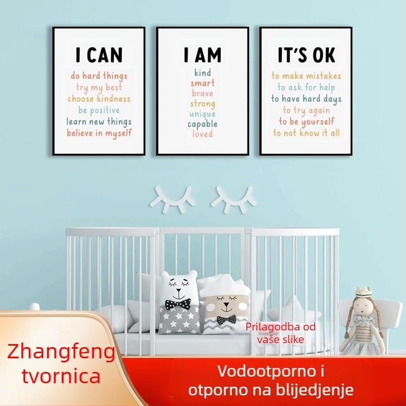 Amazon crtani izrazi za vrtić, viseća slika na platnu, slika bez okvira, trostruki inspirativni citati, dekorativna slika za dječju spavaću sobu