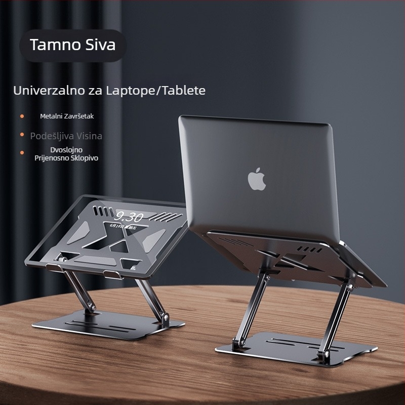 Postolje za hlađenje prijenosnog računala, podesivo, podesivo, stojeće, aluminijska legura, stolno podižuće, viseća polica