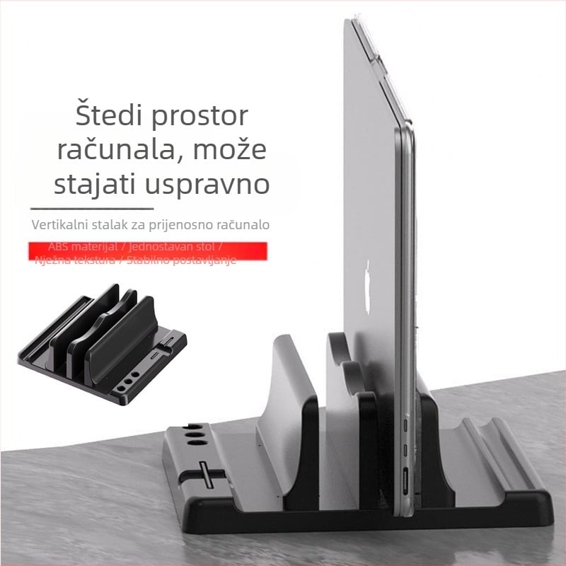 Vertikalni praktični stalak za prijenosno računalo pogodan za vertikalni stalak za pohranu MacBooka, baza stalka za pohranu iPada i tableta