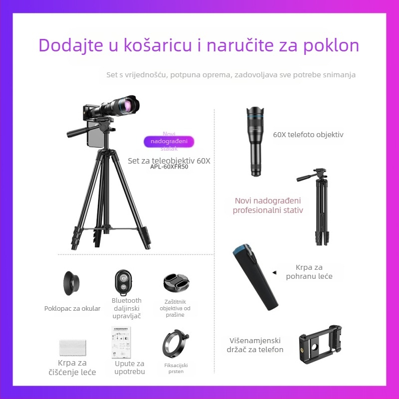 APEXEL 60 puta telefoto teleskop HD monokularni ručni fotografski teleskop