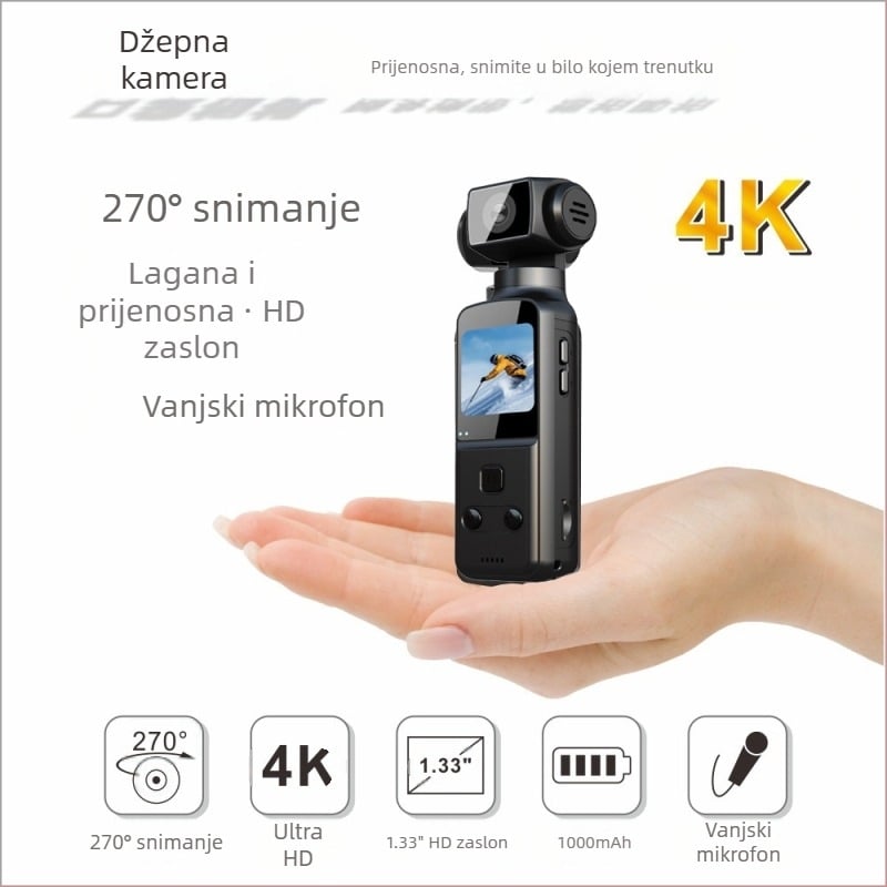 Popularna K1 džepna kamera 4K HD sportska kamera ručna biciklistička sportska kamera rotirajuća za 270° Vlog