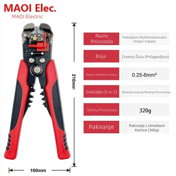 D2 višenamjenska automatska kliješta za skidanje izolacije za električare, alat za skidanje izolacije s tri vrste kabela u dvije boje, rezači vijaka za krimpovanje