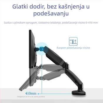 Stalak za monitor s dva zaslona, stalak za podizanje zaslona računala, stolni zaslon, teleskopska rotacija bez bušenja