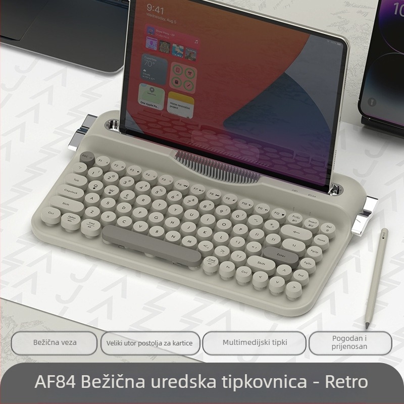 Heijue Af84 bežična Bluetooth 2.4g dvostruka retro tipkovnica podržava povezivanje više uređaja i dolazi s Groove fiksacijom