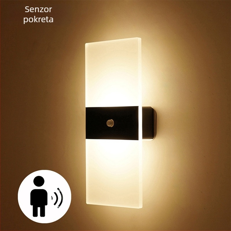 LED inteligentna zidna lampa s indukcijom za ljudsko tijelo, magnetska usisna punjiva zidna lampa, bez bušilice, hotelska zidna usisna noćna lampa za hodnik uz krevet