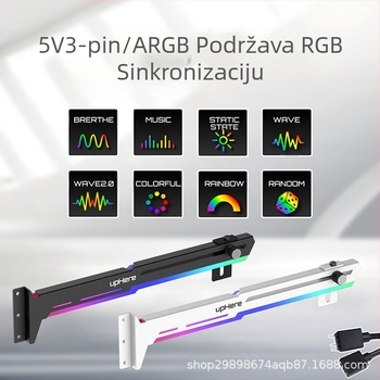 Nosač grafičke kartice RGB svjetlosna lampa zagađenja kućište stolnog računala vertikalni nosač okvir za potporu matične ploče vertikalni ukrasni partner