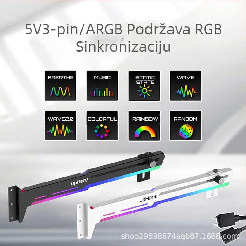 Nosač grafičke kartice RGB svjetlosna lampa zagađenja kućište stolnog računala vertikalni nosač okvir za potporu matične ploče vertikalni ukrasni partner