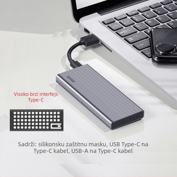 Lexa E10/E6/E300/E350 kućište za mobilni tvrdi disk M.2 NVMe/SATA protokol Type-C 3.2