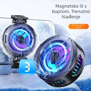 Pametni digitalni zaslon za hladnjak mobilnog telefona s magnetskom kopčom za stražnju stranu, dva u jednom, hladnjak za prijenos uživo e-sportova, poluvodički artefakt hlađenja