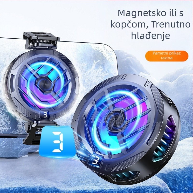 Pametni digitalni zaslon za hladnjak mobilnog telefona s magnetskom kopčom za stražnju stranu, dva u jednom, hladnjak za prijenos uživo e-sportova, poluvodički artefakt hlađenja