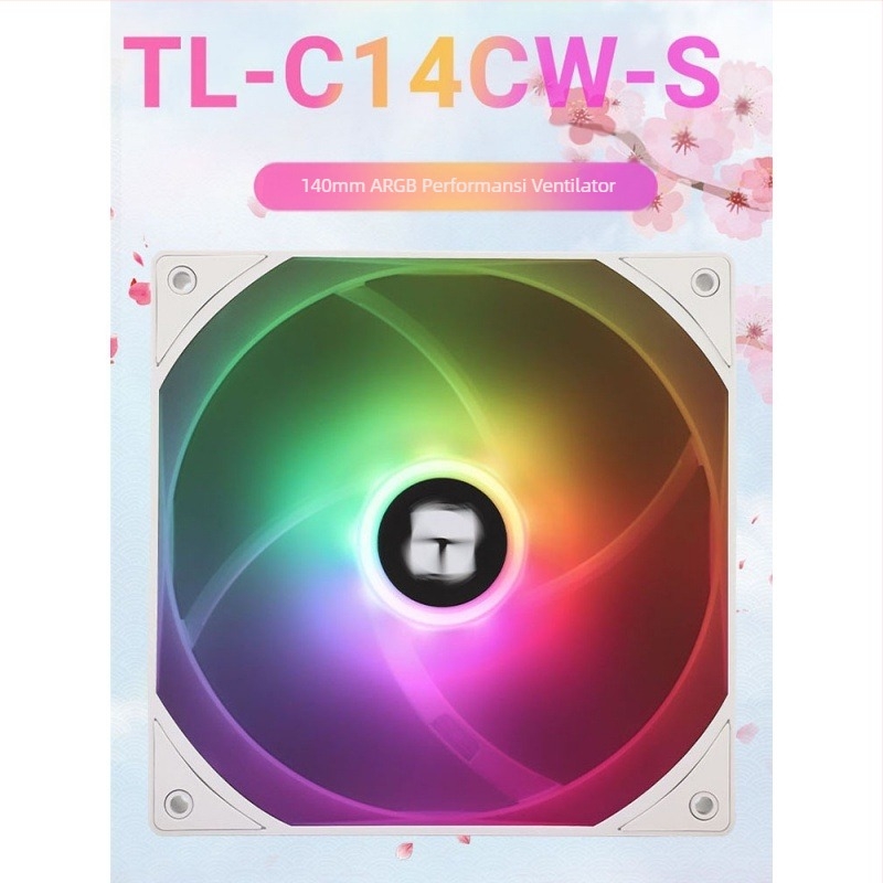Limin TL-C14C-S crni 14cm ventilator za kućište, tihi, bijeli ARGB ventilator za hlađenje računala