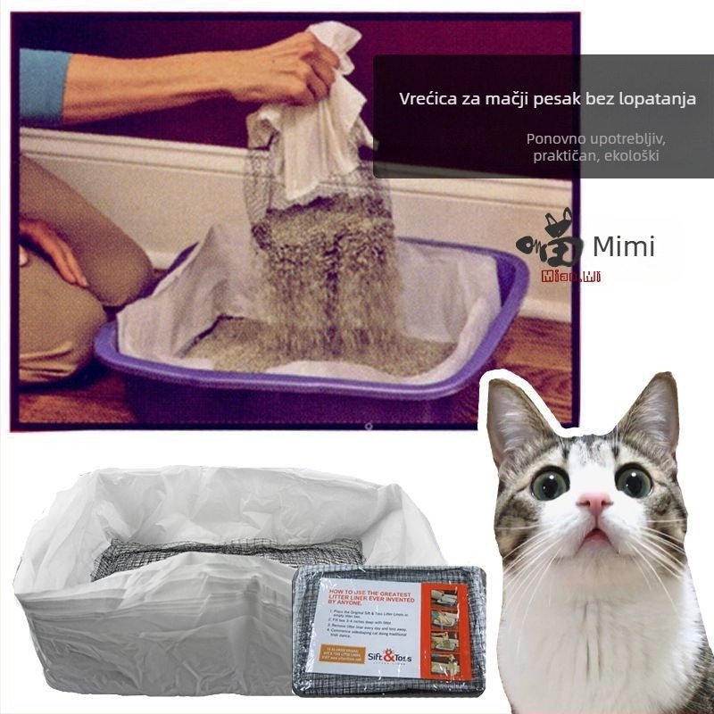 Vrećica za pijesak za mačke, kutija za pijesak za mačke, filter mreža, vreća za pijesak za lijene mačke, lopata za mačji pijesak, besplatna vreća za lopatu za pijesak za mačke