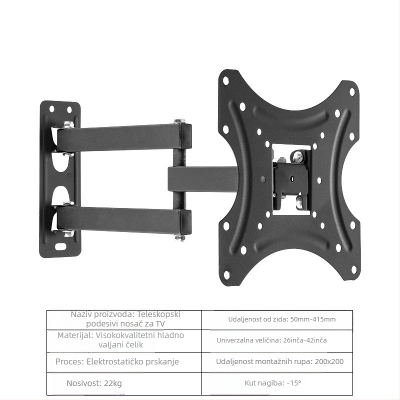 14-55-inčni rotirajući teleskopski nosač za LCD TV od 360°, univerzalni nosač za monitor, funkcionalni nosač za TV, prekogranični