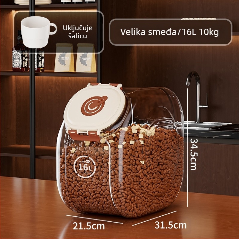 Bačva za hranu za kućne ljubimce, zatvorena bačva za hranu za mačke otporna na vlagu, zatvorena bačva za hranu za mačke, zatvorena bačva za hranu za kućne ljubimce, bačva za hranu za pse, zatvorena limenka