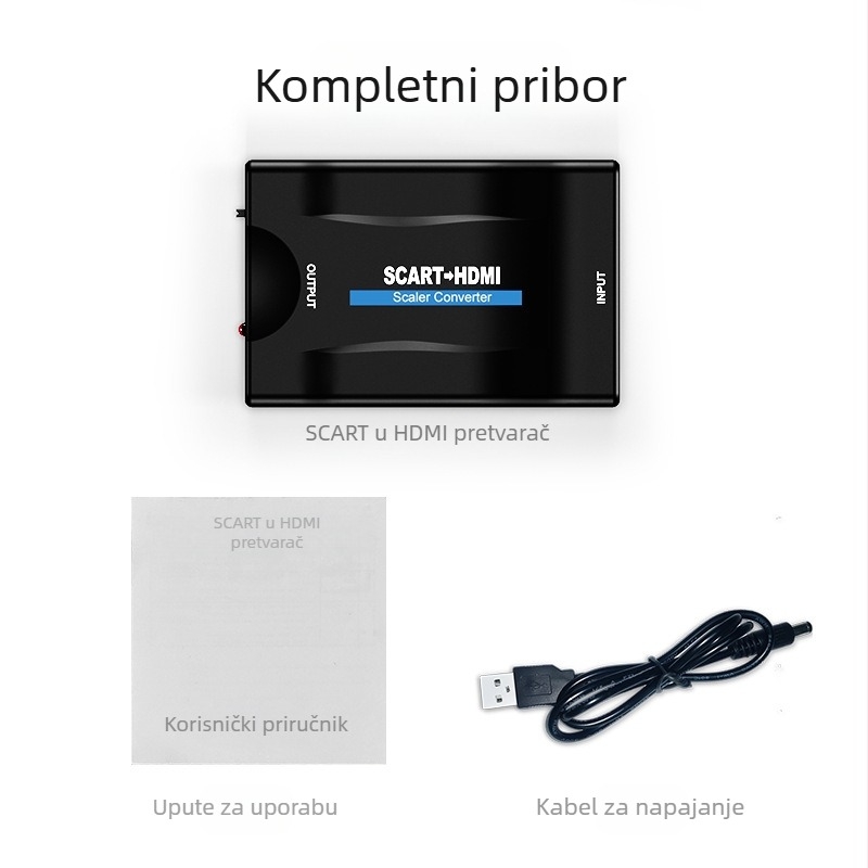 SCART na HDMI pretvarač SCART na HDMI video pretvarač, glava metle, ekskluzivno prekogranično
