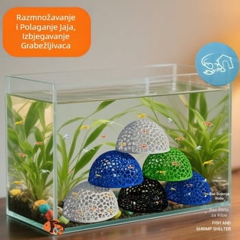 Šuplja kućica za sklonište od male hemisfere ribe, crna ljuska, sklonište za škampe, plastično sklonište za ribe i škampe, kristalno sklonište za uzgoj riba, uređenje okoliša