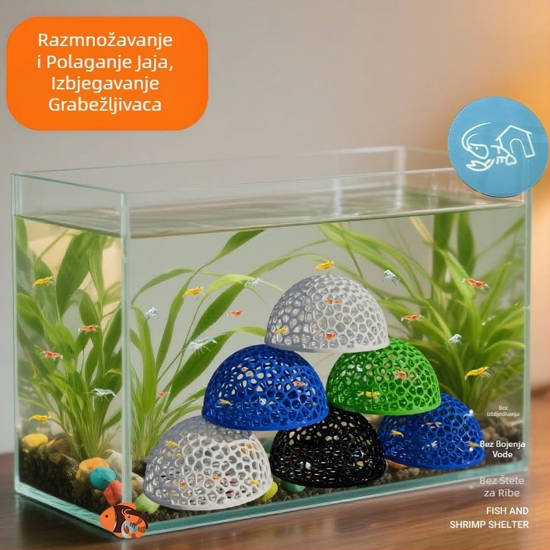 Šuplja kućica za sklonište od male hemisfere ribe, crna ljuska, sklonište za škampe, plastično sklonište za ribe i škampe, kristalno sklonište za uzgoj riba, uređenje okoliša