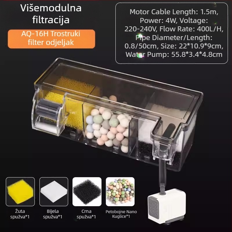 Songbao zidni filter za akvarij, kutija za filter za akvarij s kornjačama, tri u jednom filter za oksigenaciju, zidna kutija za kapanje, veleprodaja