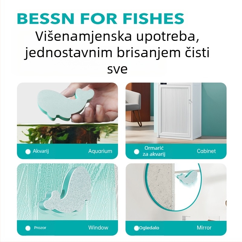 Čišćenje tragova vode i kamenca u akvariju, posebno čišćenje stakla kućnog akvarija, bez mrtvog kuta, bez artefakata, bez ozljeda proizvođača akvarija