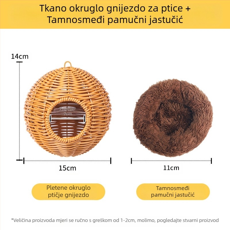 Viseće gnijezdo za papige, ratanovo gnijezdo za ptice, otporno na ugrize, ljetno, četiri godišnja doba, univerzalna sofa, božur, Xuanfeng, gnijezdo za spavanje od tigrove kože