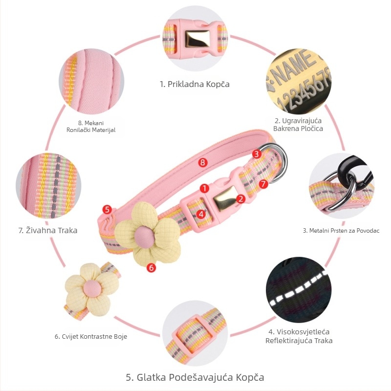 Nova ogrlica za mačke protiv odvajanja, reflektirajuća ogrlica za mačke protiv gubitka, podesiva ogrlica za kućne ljubimce srednje veličine