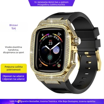 Pogodno za Apple Watch 10. generacije, metalno kućište, silikonsko Richard integrirano modificirano zaštitno kućište, sveobuhvatna sportska narukvica