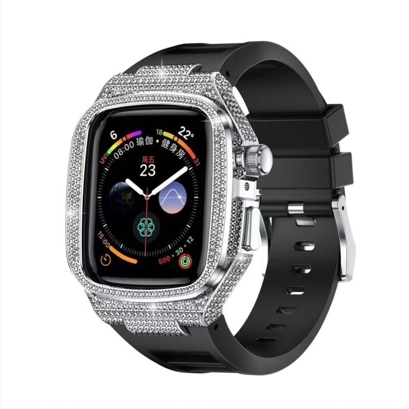 Pogodno za Apple Watch 10. generacije, metalno kućište, silikonsko Richard integrirano modificirano zaštitno kućište, sveobuhvatna sportska narukvica
