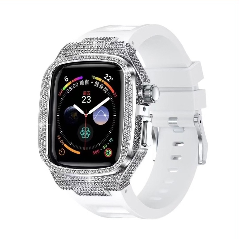 Pogodno za Apple Watch 10. generacije, metalno kućište, silikonsko Richard integrirano modificirano zaštitno kućište, sveobuhvatna sportska narukvica