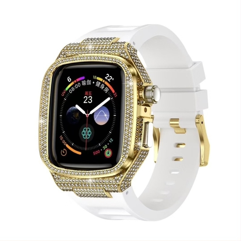Pogodno za Apple Watch 10. generacije, metalno kućište, silikonsko Richard integrirano modificirano zaštitno kućište, sveobuhvatna sportska narukvica
