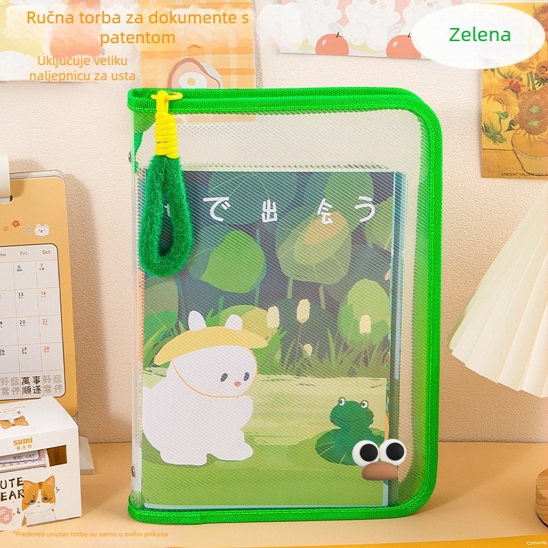 Vrećica za spise s dopaminom A4 s patentnim zatvaračem, prozirna torba za nošenje studentskih knjiga, plišana prijenosna torba za pohranu