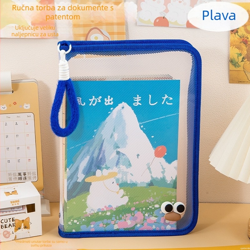 Vrećica za spise s dopaminom A4 s patentnim zatvaračem, prozirna torba za nošenje studentskih knjiga, plišana prijenosna torba za pohranu