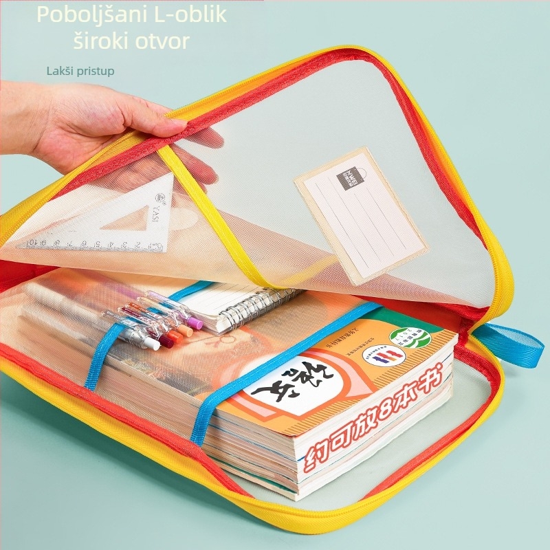 Huajie torba za spise A4 formata, prozirna torba za spise s velikim otvorom, torba za tutorijale, torba za nošenje knjiga za učenike, torba za klasifikaciju predmeta