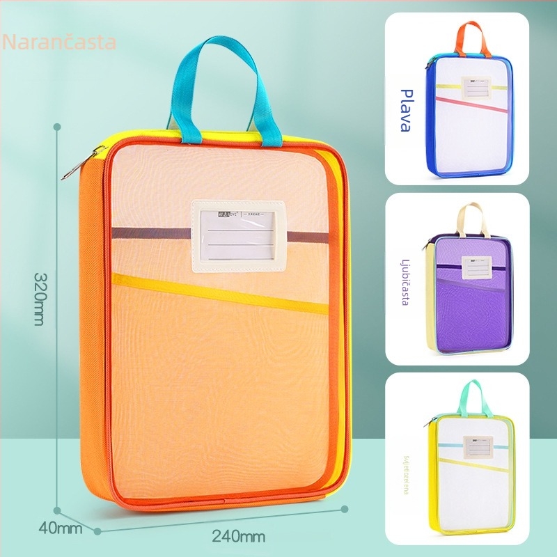 Tang Qianyi A4 torba za spise, prozirna torba za dokumente u obliku slova L, veliki otvor, prijenosna torba za predmetnu klasifikaciju za učenike i učenike