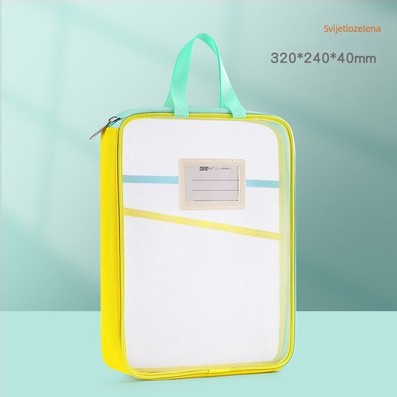 Tang Qianyi A4 torba za spise, prozirna torba za dokumente u obliku slova L, veliki otvor, prijenosna torba za predmetnu klasifikaciju za učenike i učenike