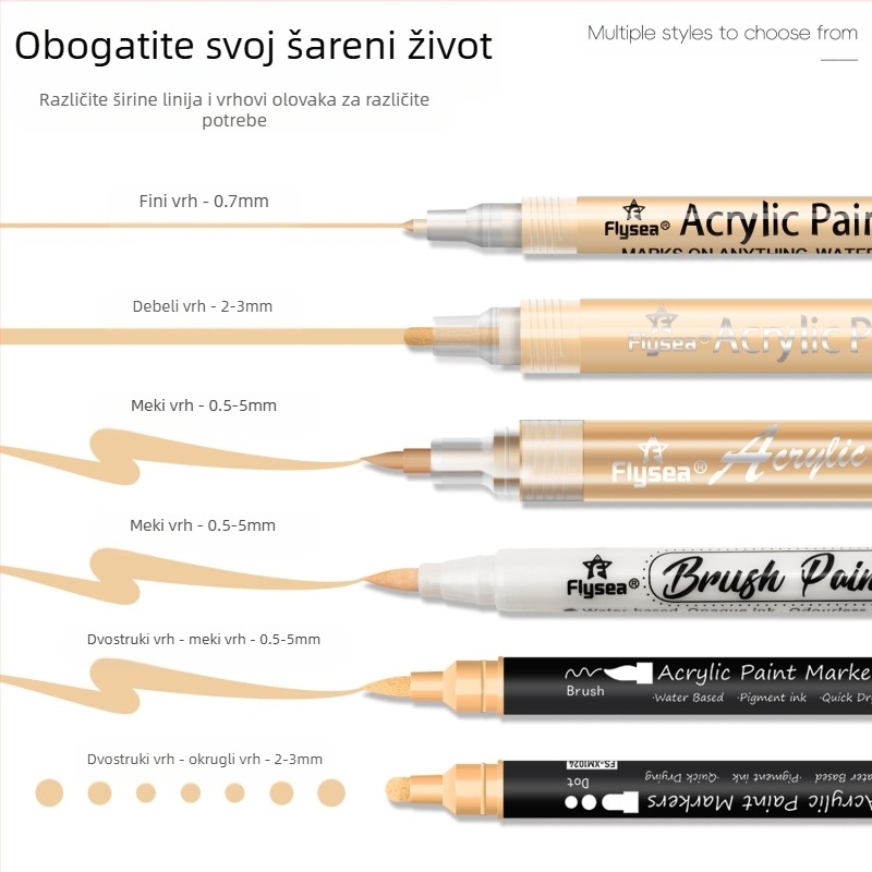 Akrilno odijelo u boji kože, prekogranično, 12 noktiju, grafiti, oslikano kožom, mekana glava, DIY stakleni marker s dvostrukom glavom