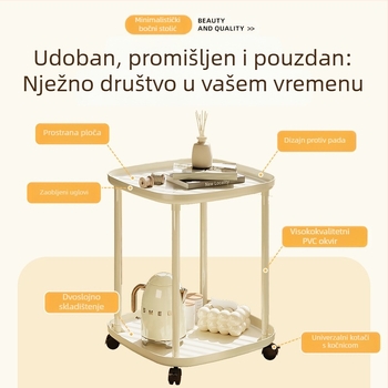 Veleprodaja stalka za pohranu bočnog stolića s krem vjetrom, mali stolić za kavu za dom, kreativni kauč, bočni stolić s kotačima, mobilni krevet