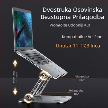 Stalak za prijenosno računalo od ugljičnog čelika s dvostrukim krakom, sklopivi stalak za igranje prijenosnog računala
