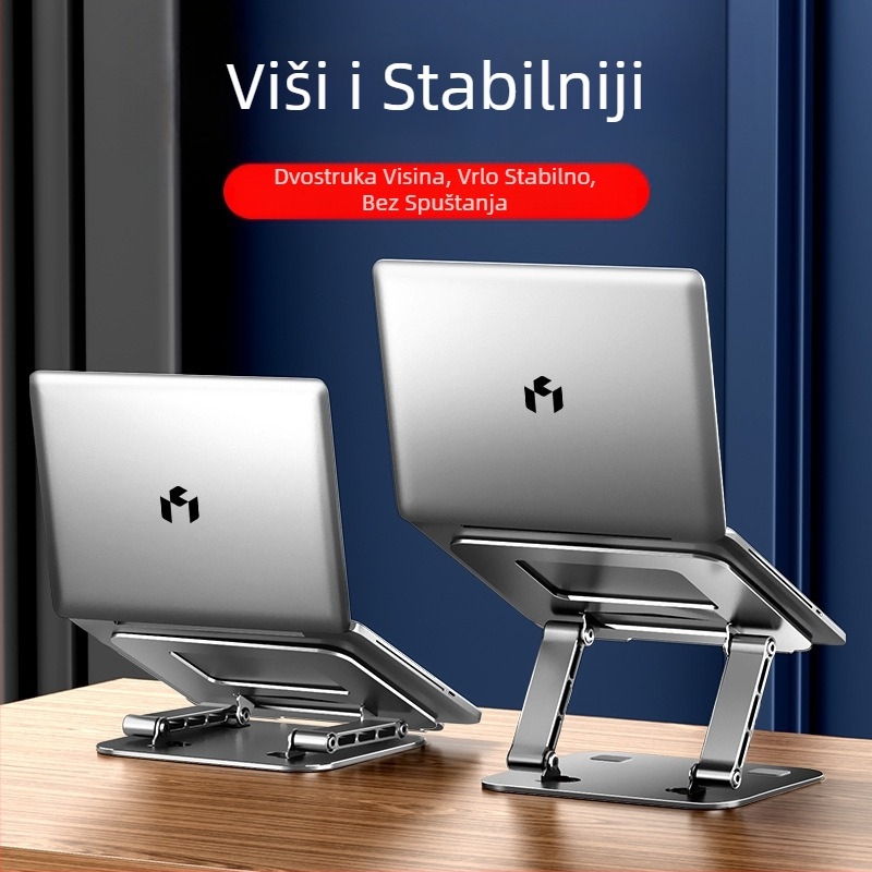 Stalak za prijenosno računalo od ugljičnog čelika s dvostrukim krakom, sklopivi stalak za igranje prijenosnog računala