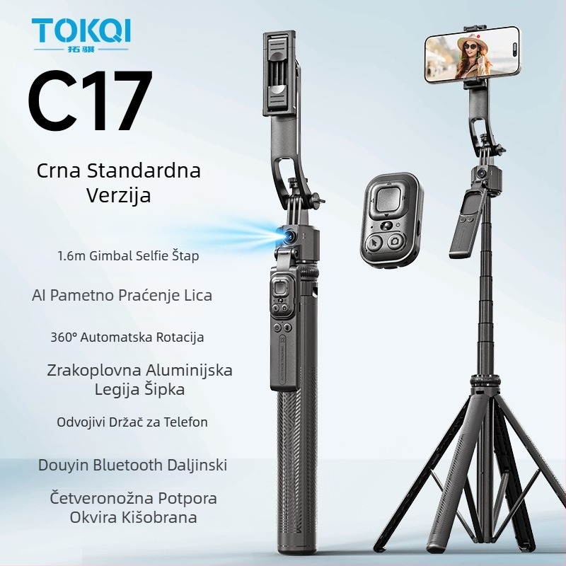 PTZ praćenje artefakt C17 selfie štap za praćenje lica, uvlačivi nosač za mobilni telefon, potpuno automatski štap za praćenje