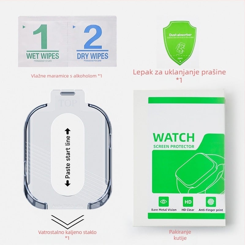Zaštitna folija za Apple Watch, ultra bez prašine, skladište, kaljena folija za Apple Watch, legura titana