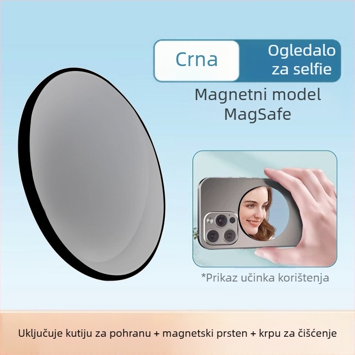 Aluminijska legura MagSafe magnetsko apsorpcijsko ogledalo za mobitel sa stražnje strane za samofotografiranje, artefakt, Vlog live HD konveksno ogledalo za šminkanje