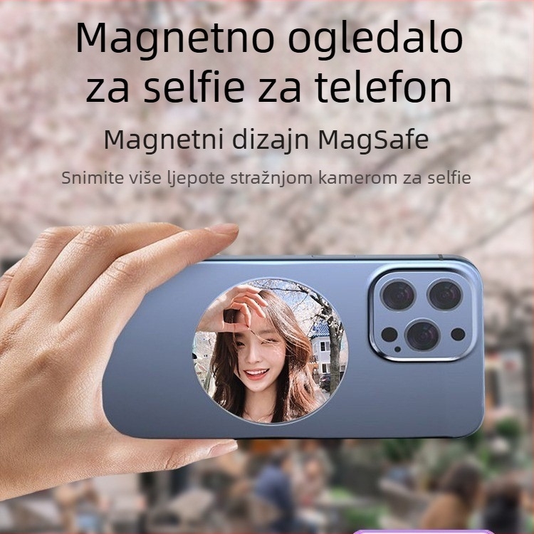 Aluminijska legura MagSafe magnetsko apsorpcijsko ogledalo za mobitel sa stražnje strane za samofotografiranje, artefakt, Vlog live HD konveksno ogledalo za šminkanje