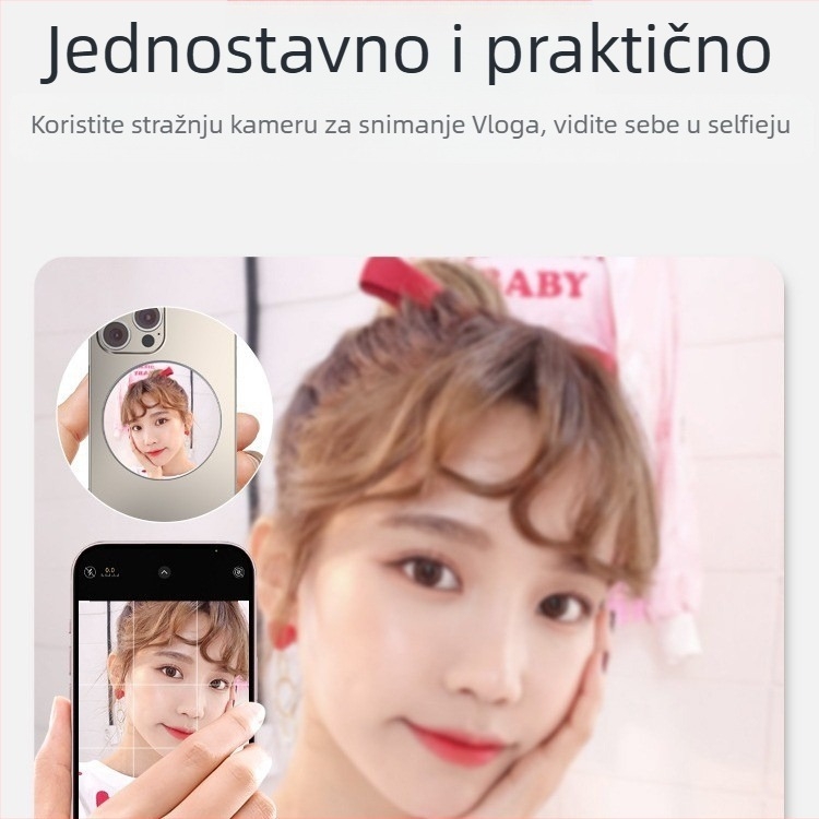 Aluminijska legura MagSafe magnetsko apsorpcijsko ogledalo za mobitel sa stražnje strane za samofotografiranje, artefakt, Vlog live HD konveksno ogledalo za šminkanje