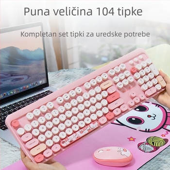 MOFII Ferris ručna bežična 2.4g tipkovnica i miš odijelo slatko ružičasto crtano uredsko odijelo s tipkovnicom i mišem