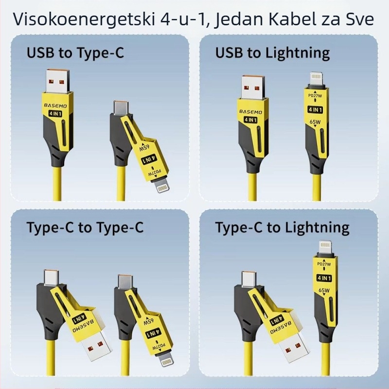[Izvrsna kontrola proizvoda] Dvostruki Magic 65W + 27W teleskopski opružni kabel četiri u jednom, pogodan za Apple 16 Huawei podatkovni kabel