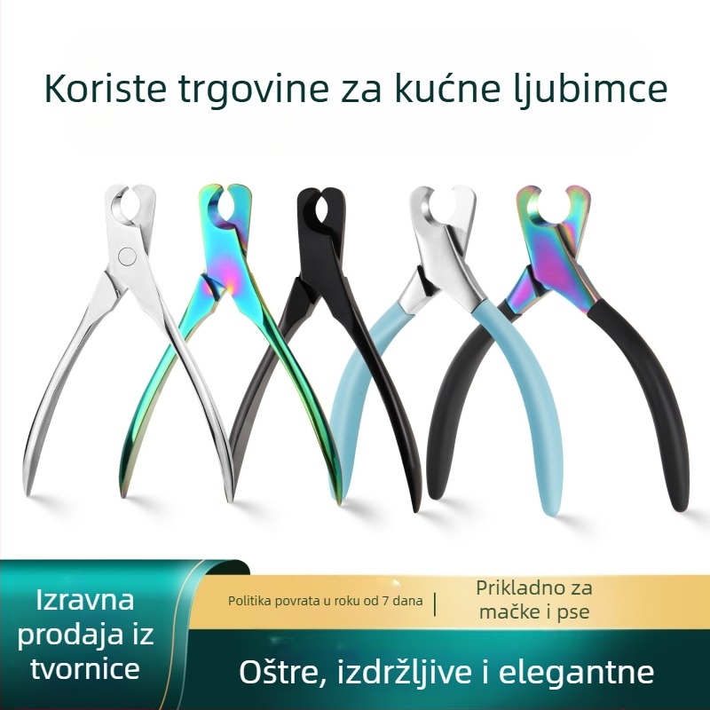 Univerzalne škare za nokte za kućne ljubimce, škare za mačke i pse, škare za nokte od nehrđajućeg čelika, protiv krvavih linija, polumjesečasti rez