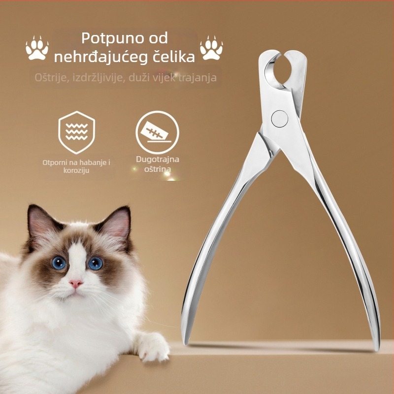Univerzalne škare za nokte za kućne ljubimce, škare za mačke i pse, škare za nokte od nehrđajućeg čelika, protiv krvavih linija, polumjesečasti rez