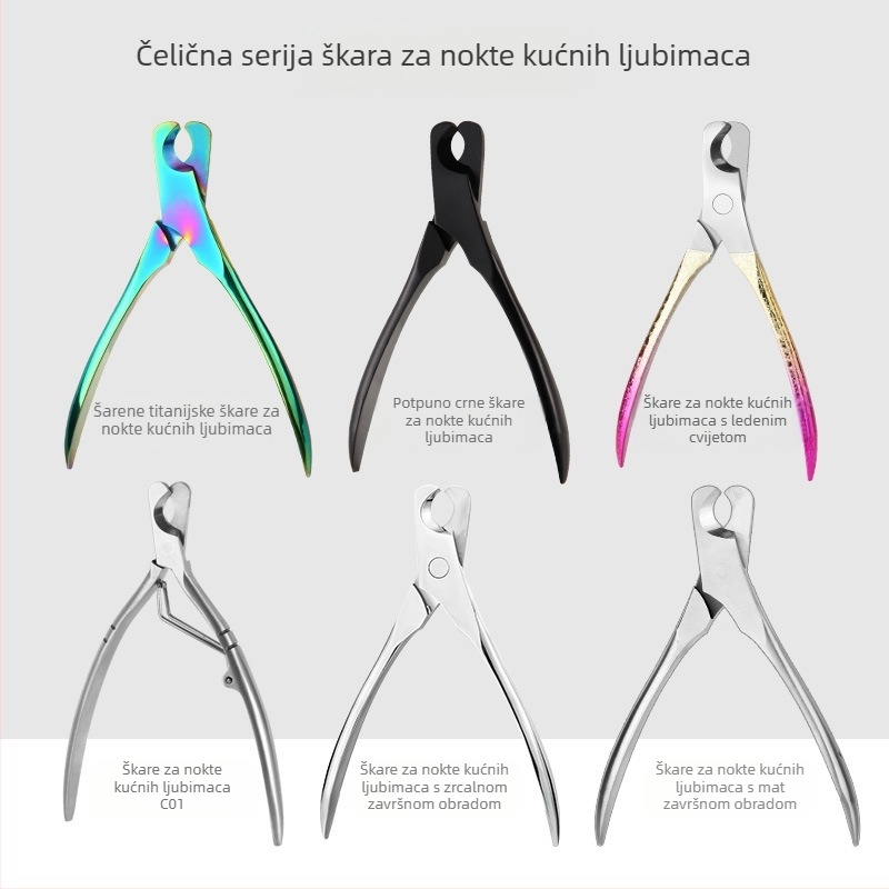 Univerzalne škare za nokte za kućne ljubimce, škare za mačke i pse, škare za nokte od nehrđajućeg čelika, protiv krvavih linija, polumjesečasti rez